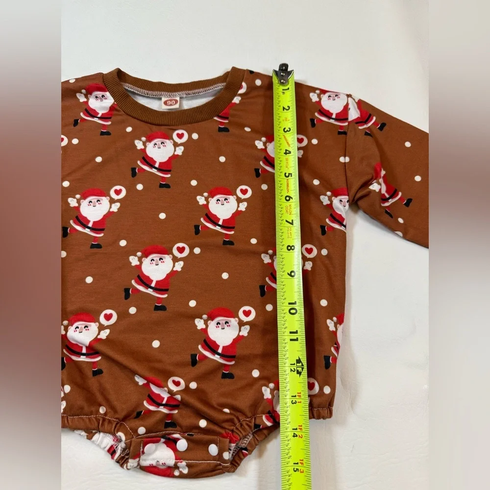 Baby unisex Christmas Romper Snowman Santa Print 12-18 mon (bin R) - Picture 8 of 10